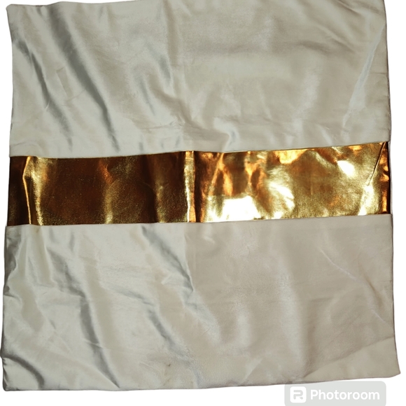 Beige & Gold Stripe Velvet Throw Pillow Case Sham - Picture 3 of 7